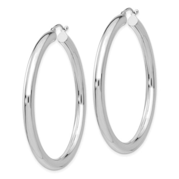 New 10k White Gold Hoop Earrings for sale. Measures 4mm thick and 50mm wide - Picture 3 of 5